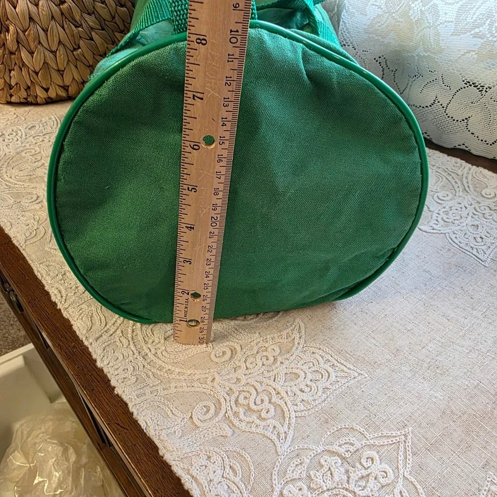 Vintage Canvas Duffle Gym Bag Libbey-Owens-Ford Ottawa Green Air-Tex